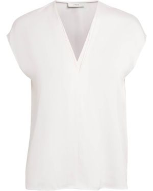 Vince Silk-Blend Layered V-Neck Top - White