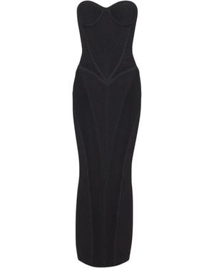 Balmain Knitted Strapless Maxi Dress - Black