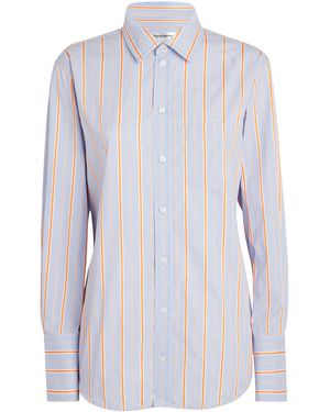 Victoria Beckham Tab-Detail Stripe Shirt - Blue