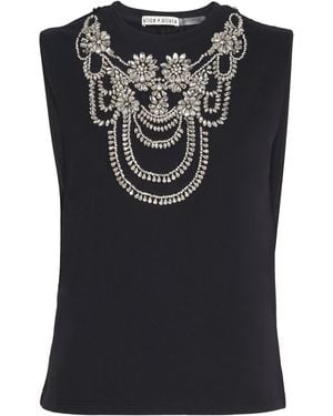 Alice + Olivia Cotton Embellished Dede Tank Top - Black