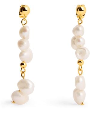 Anni Lu Plated Pearly Drop Earrings - Metallic