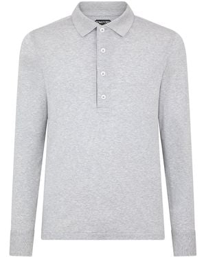 Tom Ford Cotton-Cashmere-Silk Polo Shirt - Grey