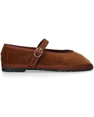 Flabelus Velvet Pierre Mary Janes - Brown