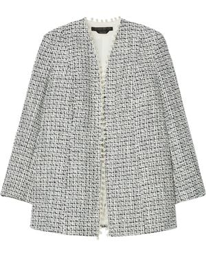 Marina Rinaldi Tweed Embellished Jacket - Gray