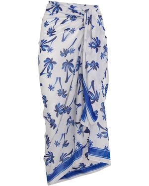 Heidi Klein Cotton-Silk Palm Beach Sarong - Blue