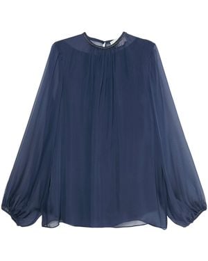 Marina Rinaldi Silk Chiffon Blouse - Blue