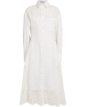 Stella McCartney Organic Cotton Lace-Panel Midi Shirt Dress - White