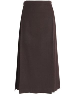 Johnstons of Elgin X Le Kilt Wool-Cashmere Tailored Midi Skirt - Brown