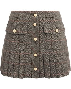 Maje Wool-Blend Mini Skirt - Grey