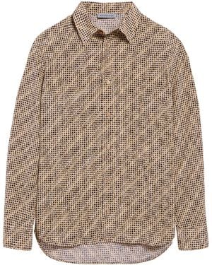 Balenciaga Silk Logo Print Shirt - Brown