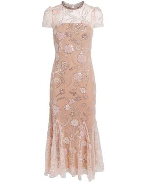 Self-Portrait Sequinned Flower Midi Dress - Pink
