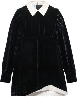 Prada Velvet Asymmetric-Hem Mini Dress - Black