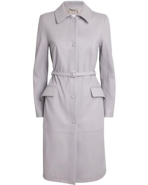 Eleventy Nappa Leather Trench Coat - Grey