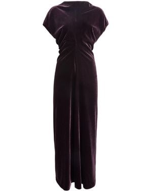 Agnona Velvet Gathered Midi Dress - Purple