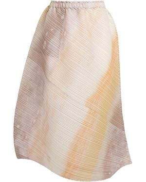 Pleats Please Issey Miyake Sea Bubble Midi Skirt - Natural