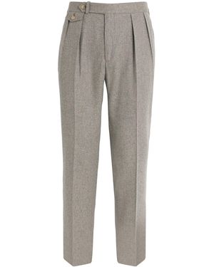 Polo Ralph Lauren Wool Flannel Pleated Trousers - Grey