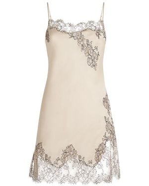 Carine Gilson Silk Lace-Detail Slip Dress - Natural