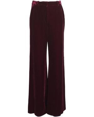 L'Agence Velvet Pilar Wide-Leg Trousers - Purple
