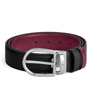 Montblanc Leather Horseshoe Reversible Belt - Red