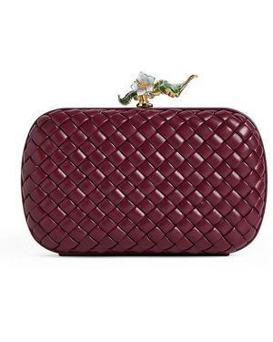 Bottega Veneta Exclusive Lambskin Flower Minaudiere Clutch Bag - Red