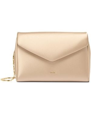 Max Mara Satin Envelope Clutch Bag - Natural