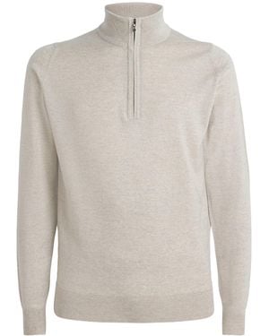 John Smedley Merino Wool Tapton Quarter-Zip Jumper - White