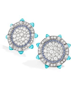 Marli New York Diamond And Sea Chalcedony Tip-Top Statement Earrings - Blue