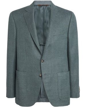 Canali Wool-Blend Tailored Blazer - Green