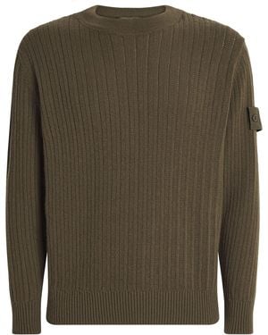 Stone Island Virgin Wool-Cashmere Rib-Knit Jumper - Green
