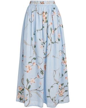 Agua Bendita Cotton Tangelo Navegante Maxi Skirt - Blue