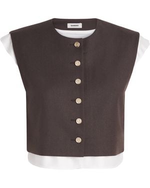 Sandro Wool-Blend 2-In- Crop Top - Brown