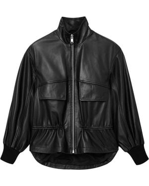 AllSaints Leather Flor Jacket - Black