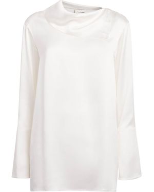 Laura Pitharas Silk Mock-Neck Shirt - White