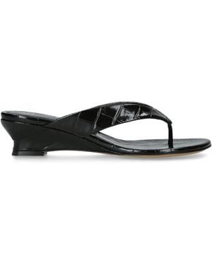 Le Monde Beryl Leather Micro Wedge Sandals 40 - Black