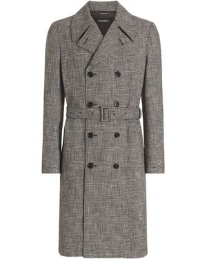 Dolce & Gabbana Prince Of Wales Check Trench Coat - Grey