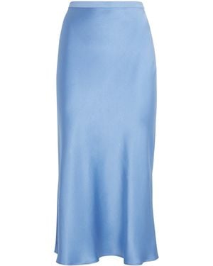 Anine Bing Silk Bar Midi Skirt - Blue