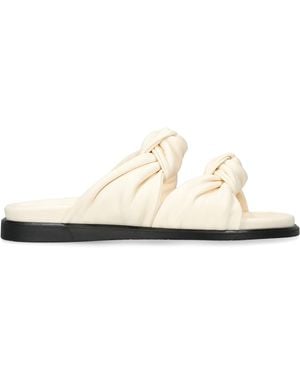 Dear Frances Leather Knot-Strap Tye Slides - White
