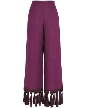 Taller Marmo Linen Fringed Marlino Pants - Purple