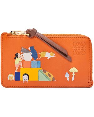 Loewe X Suna Fujita Leather Hamster Card Holder - Orange