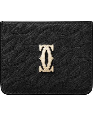 Cartier Leather C De Embroidered Card Holder - Black