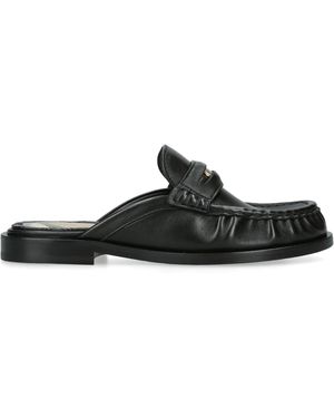 Burberry Leather Cadet Mules - Black