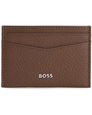 BOSS Leather Crosstown Card Holder - Brown