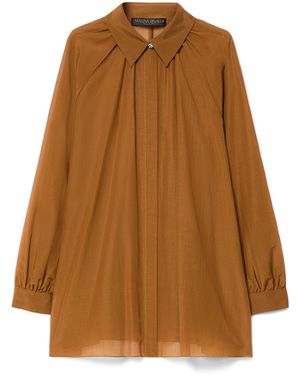 Marina Rinaldi Cotton-Silk Shirt - Brown