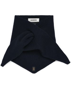 Sandro Wool-Cashmere Tie Bandana - Blue