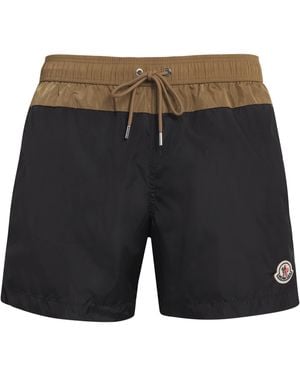 Moncler Logo Contrast Panel Swim Shorts - Black
