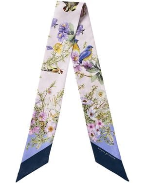 Aspinal of London Silk Edwardian Garden Twilly - Blue