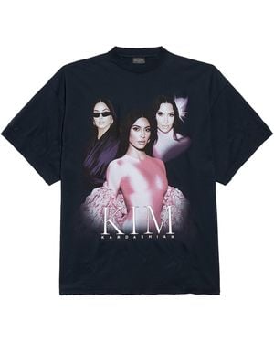 Balenciaga Cotton Oversized Kim K T-Shirt - Blue