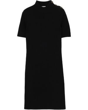 Burberry Cashmere-Blend Rib-Knit Midi Dress - Black