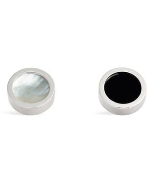 Babette Wasserman Rhodium-Plated Reversible Disc Cufflinks - White