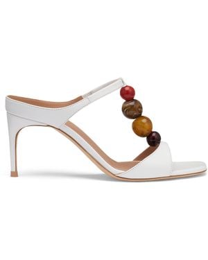 Malone Souliers Leather Beaded Lena Heeled Sandals 70 - White